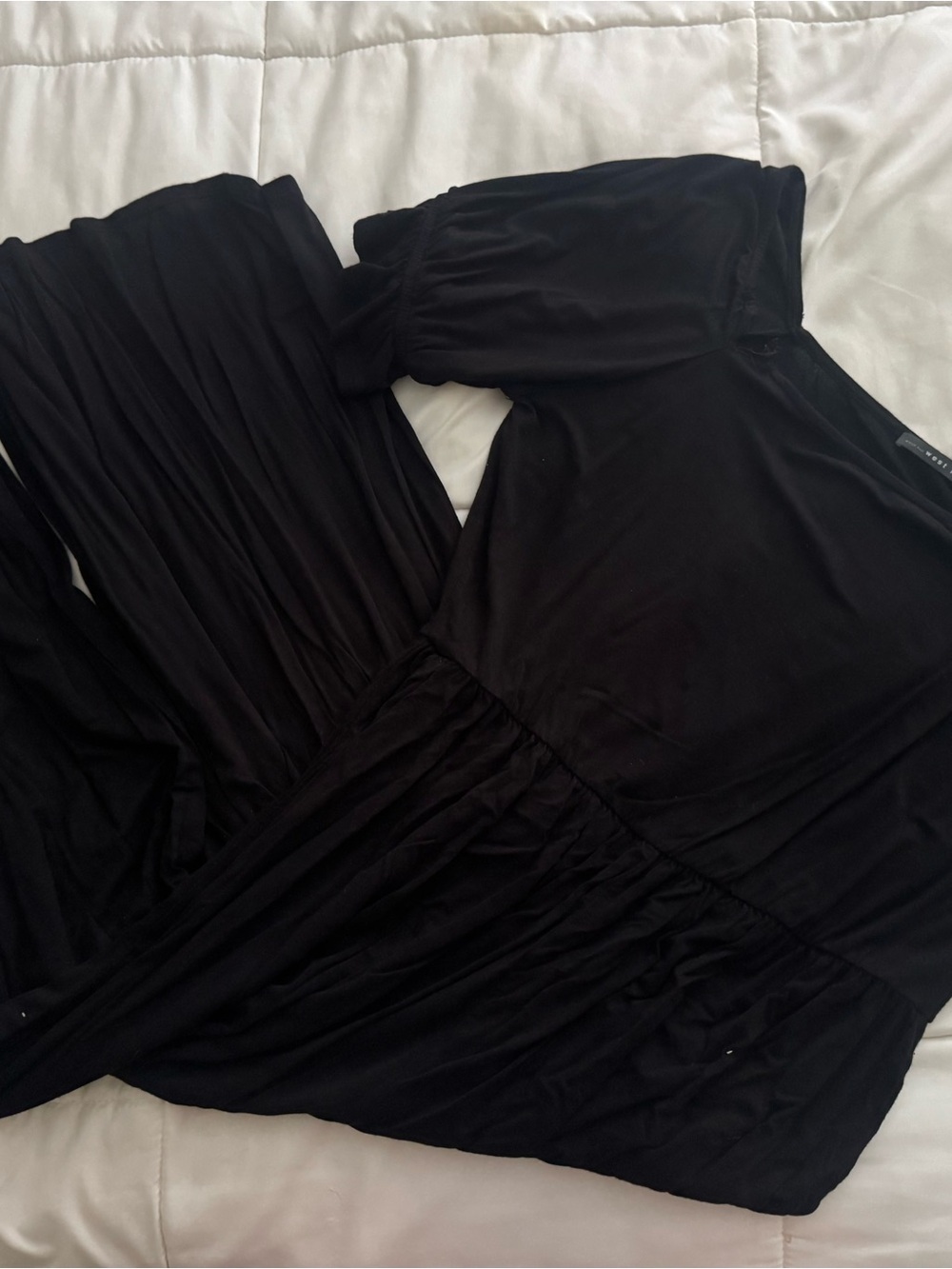 West Kei Black Maxi Dress with Gathered Waist
